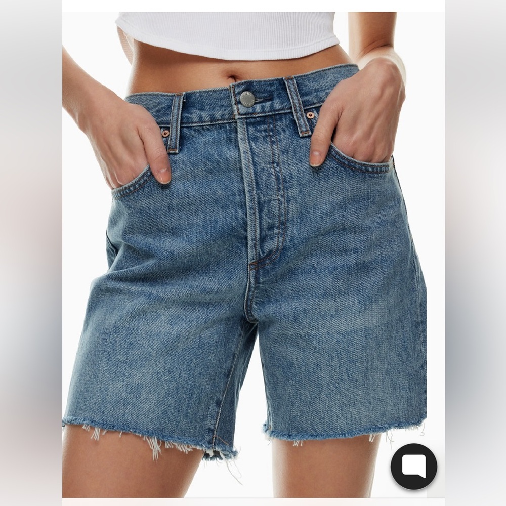 Aritzia Denim Forum Yoko High-Rise Mid-Thigh Denim Shorts - 25